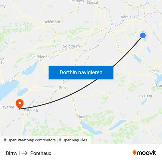 Birrwil to Ponthaux map