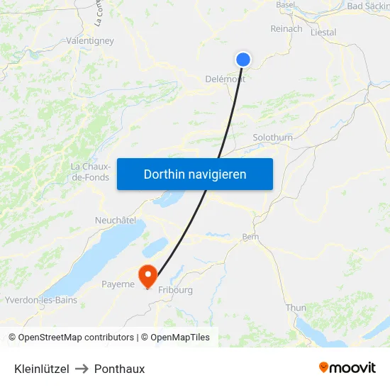 Kleinlützel to Ponthaux map