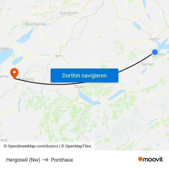 Hergiswil (Nw) to Ponthaux map