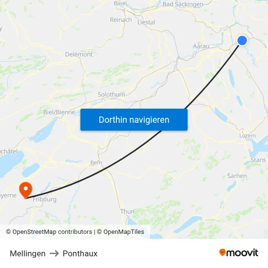 Mellingen to Ponthaux map