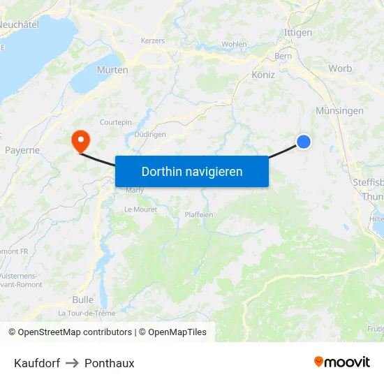 Kaufdorf to Ponthaux map