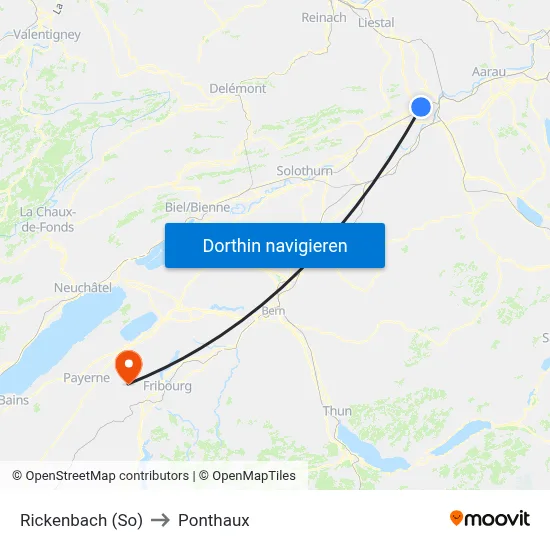 Rickenbach (So) to Ponthaux map