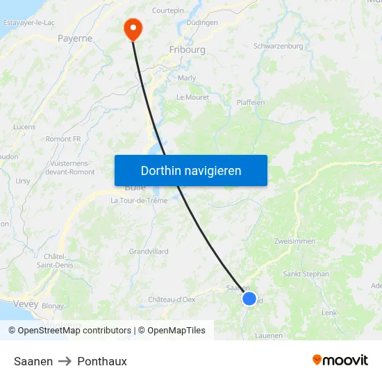 Saanen to Ponthaux map