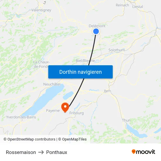 Rossemaison to Ponthaux map