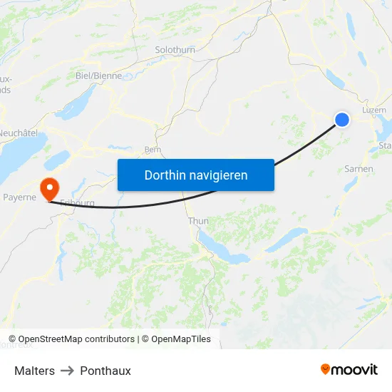 Malters to Ponthaux map
