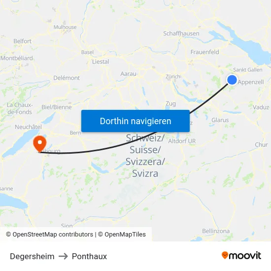 Degersheim to Ponthaux map