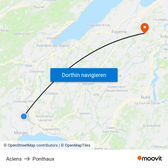 Aclens to Ponthaux map