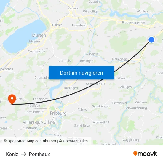 Köniz to Ponthaux map