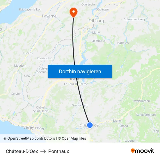Château-D'Oex to Ponthaux map