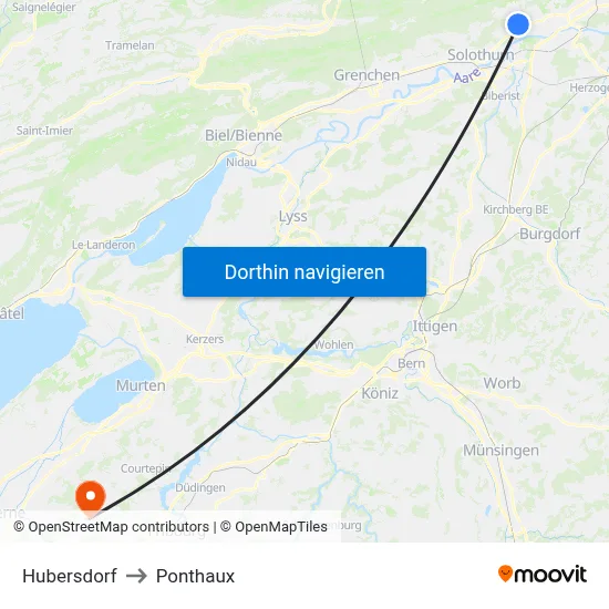 Hubersdorf to Ponthaux map