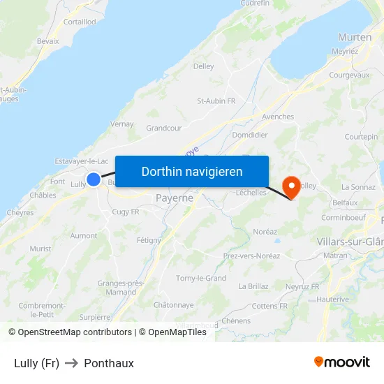 Lully (Fr) to Ponthaux map