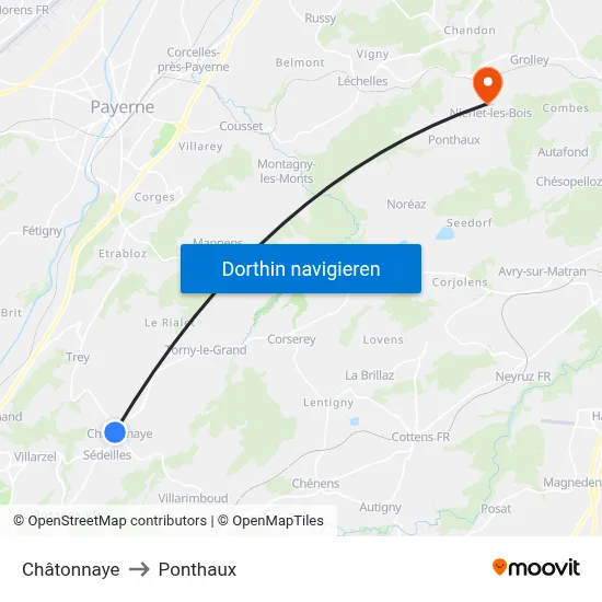 Châtonnaye to Ponthaux map