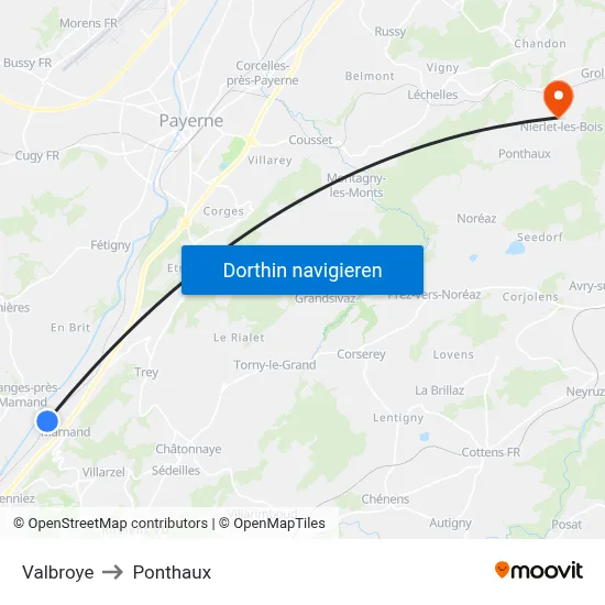 Valbroye to Ponthaux map