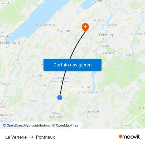La Verrerie to Ponthaux map