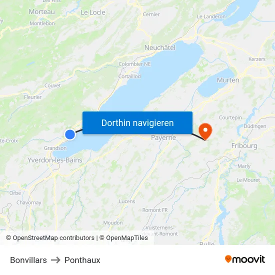 Bonvillars to Ponthaux map