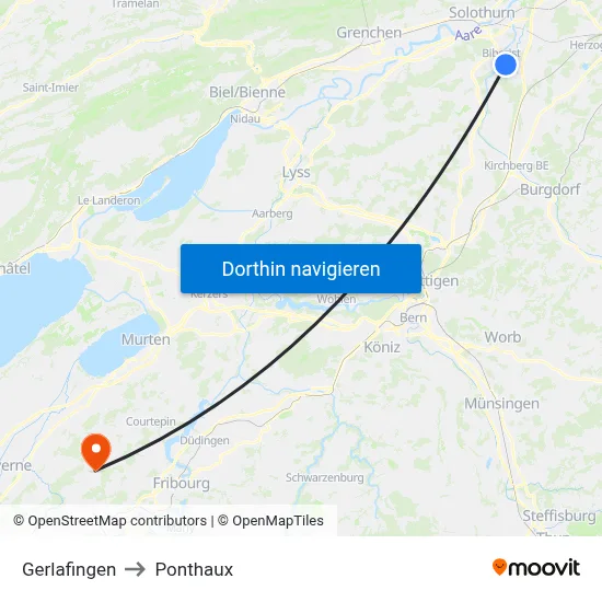 Gerlafingen to Ponthaux map