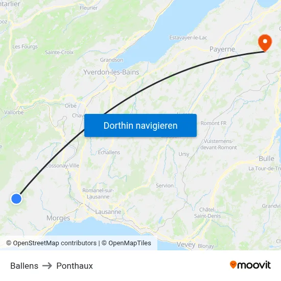 Ballens to Ponthaux map