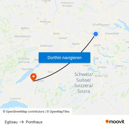 Eglisau to Ponthaux map