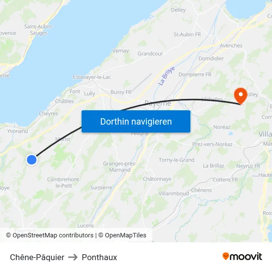 Chêne-Pâquier to Ponthaux map