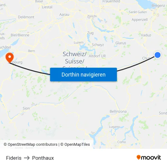 Fideris to Ponthaux map