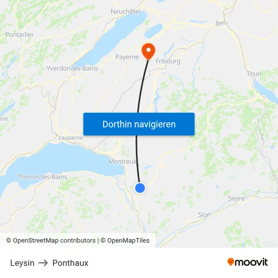 Leysin to Ponthaux map