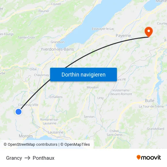 Grancy to Ponthaux map