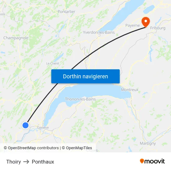 Thoiry to Ponthaux map