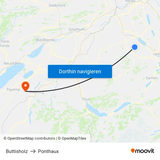 Buttisholz to Ponthaux map