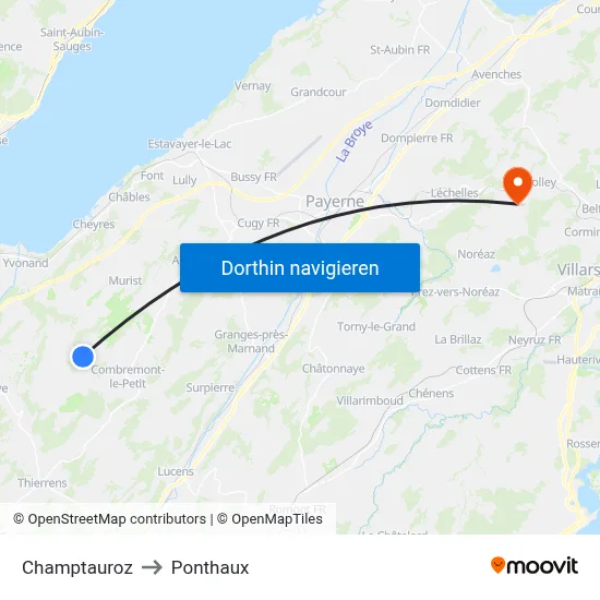 Champtauroz to Ponthaux map