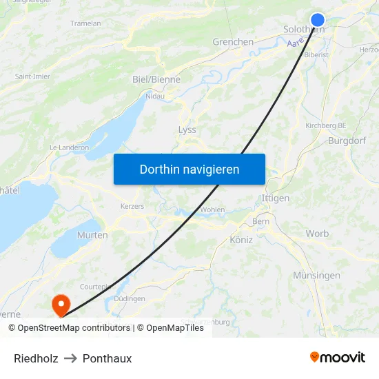 Riedholz to Ponthaux map