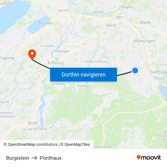 Burgistein to Ponthaux map