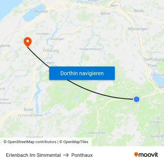 Erlenbach Im Simmental to Ponthaux map