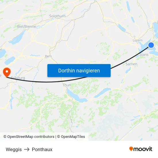 Weggis to Ponthaux map