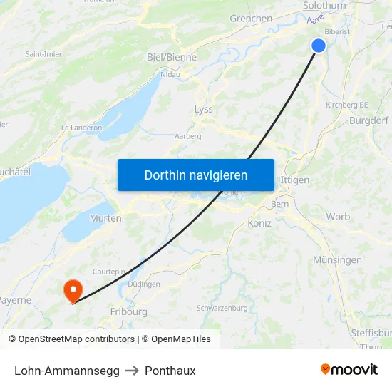 Lohn-Ammannsegg to Ponthaux map