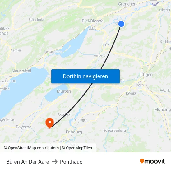 Büren An Der Aare to Ponthaux map