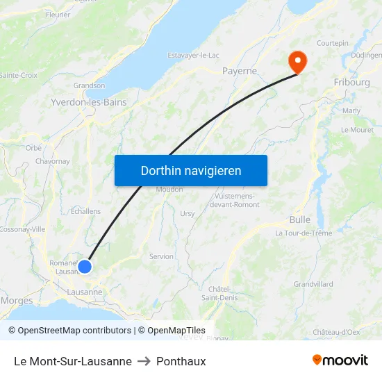 Le Mont-Sur-Lausanne to Ponthaux map