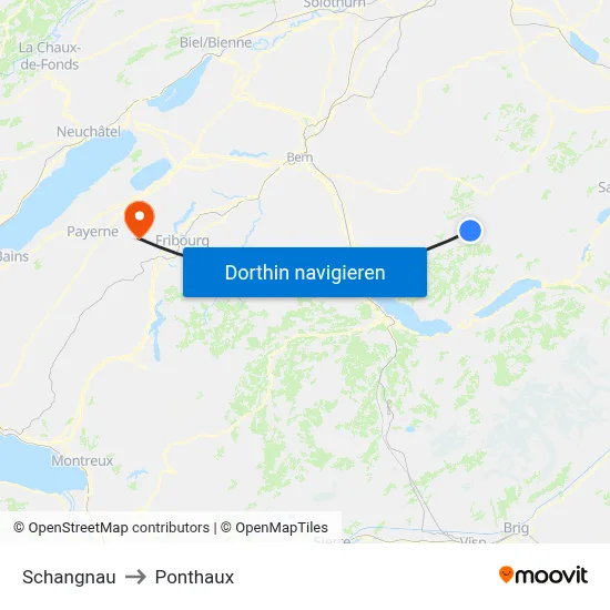 Schangnau to Ponthaux map