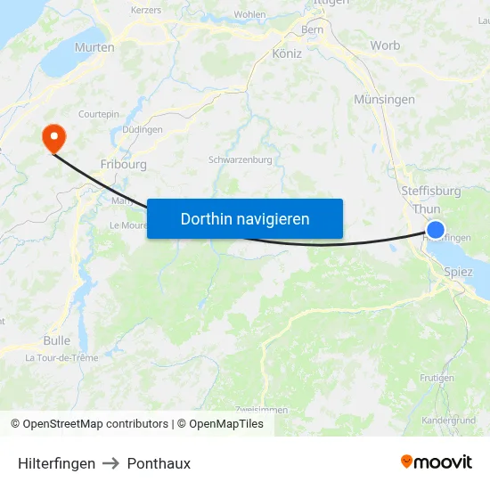 Hilterfingen to Ponthaux map