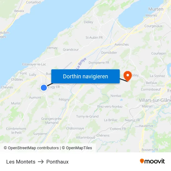Les Montets to Ponthaux map