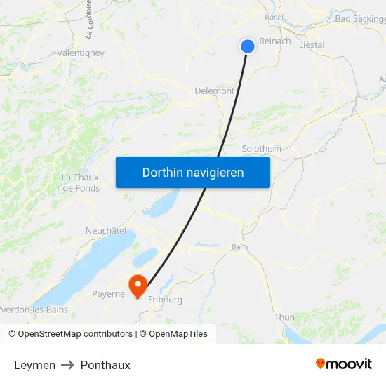 Leymen to Ponthaux map