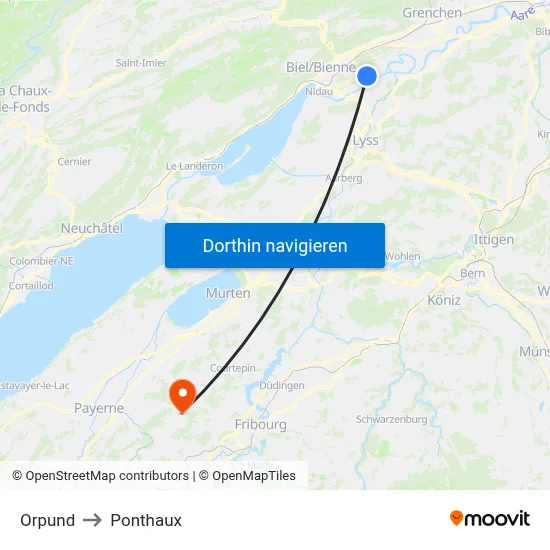 Orpund to Ponthaux map