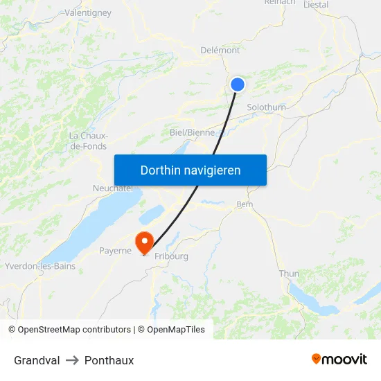 Grandval to Ponthaux map