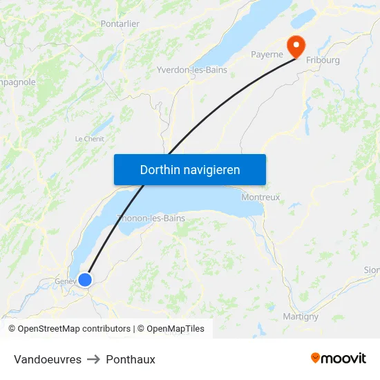 Vandoeuvres to Ponthaux map