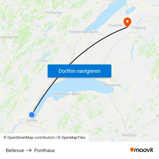 Bellevue to Ponthaux map