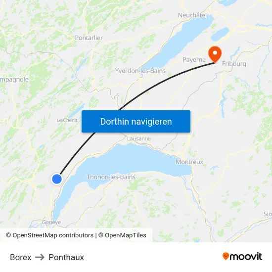 Borex to Ponthaux map