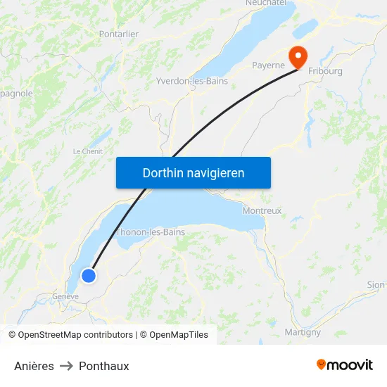 Anières to Ponthaux map