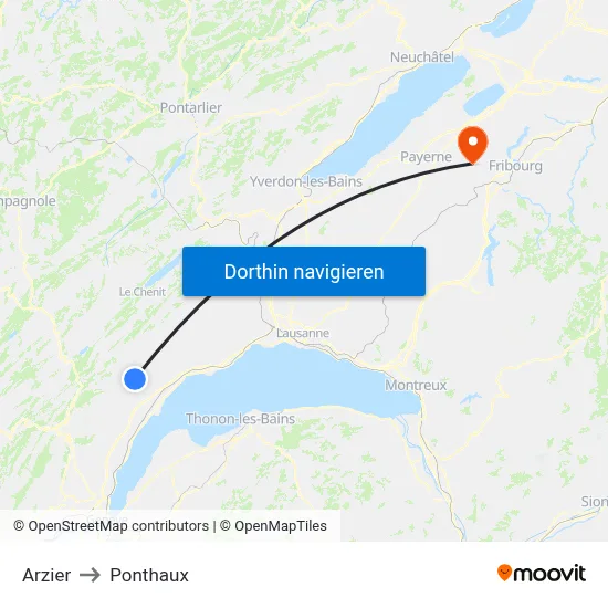 Arzier to Ponthaux map