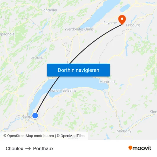 Choulex to Ponthaux map
