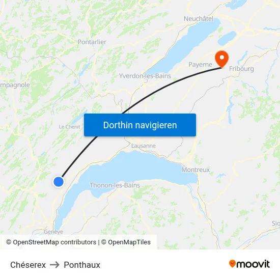 Chéserex to Ponthaux map