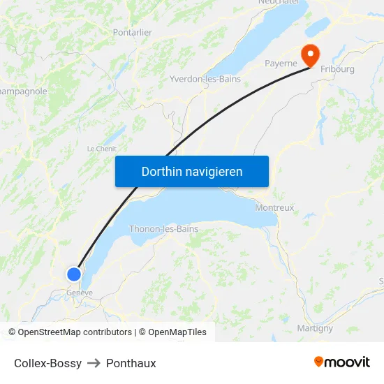 Collex-Bossy to Ponthaux map